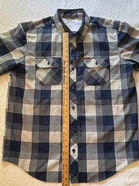 ORVIS Mens Large short sleeve shirt blue plaid
